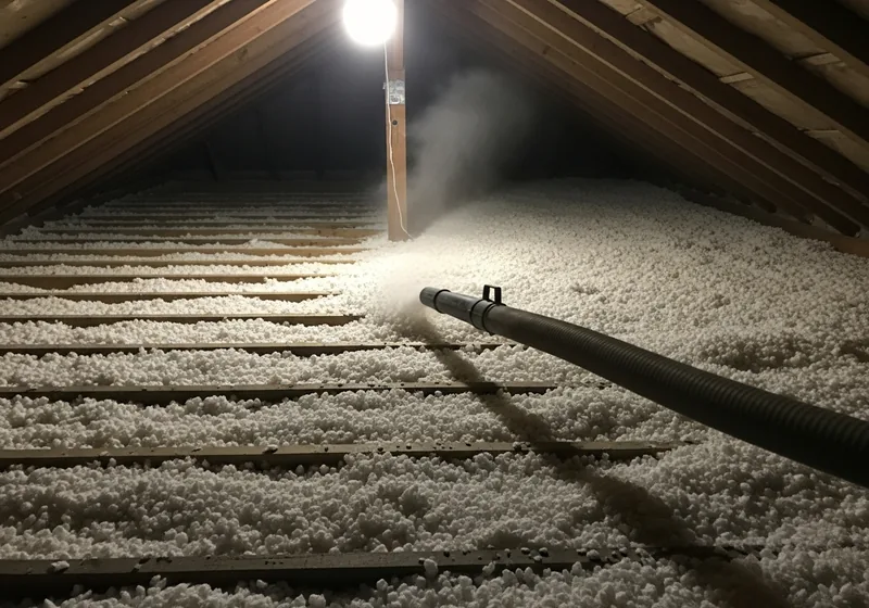 Soufflage de laine minérale sur le plancher de combles perdus à Vannes